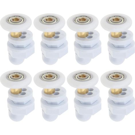 8 rulli per porta doccia, pulegge per porta scorrevole in vetro, ruote di ricambio ultra silenziose da 25 mm di diametro per porte doccia e bagni turchi (1/5)