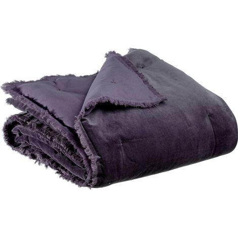 Plaid à Franges Coloris Raisin Couverture Chaude Coton et Polyester 135 x 200 cm - PANGIVO (1/2)