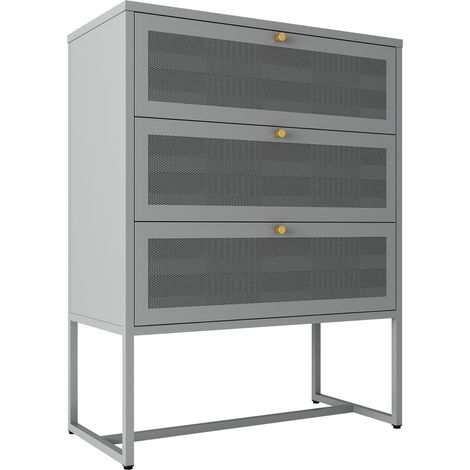 Cassettiera Sund in acciaio pratico mobile contenitore per ingresso soggiorno camera da letto 105 x 80 x 40 cm grigio 030009312
