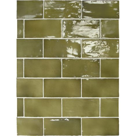 Aelle - Carrelage mur effet zellige vert 7,5x15 cm MANACOR BASIL GREEN - Vendu par boîte de 0,50 m²