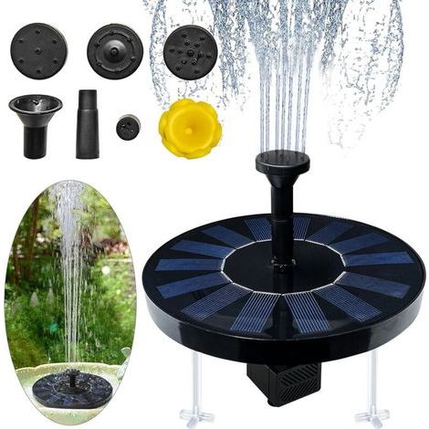 Pompe Solaire - 1 Unité - Plastique Noir - 2 Modes Jet 45cm - Bain Oiseau Étang Jardin - 16cm