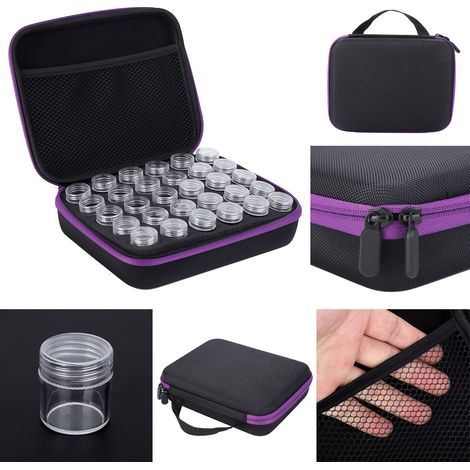 Lila Aufbewahrungsbox mit 30 Fächern für Zubehör zum Diamantmalen, Aufbewahrungskoffer für Diamantstickerei-Werkzeuge, tragbarer Organizer. (1/5)