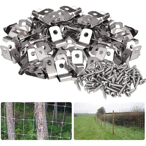 100 clips de fixation pour clôture protègent votre jardin. Outils portables inclus. (1/5)