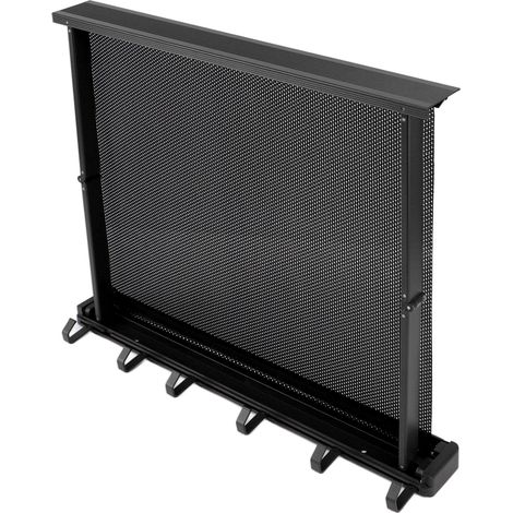 Étendoir à linge rétractable avec gabarit, fixation murale, plateforme respirante en maille, en aluminium, pour terrasse ou salle de bain, noir (1/5)