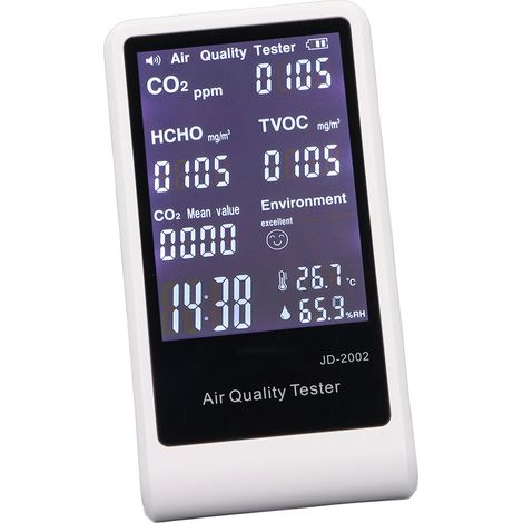 Capteur qualité air 7 en 1 écran numérique alarme auto pour maison intérieur et bureau (1/5)