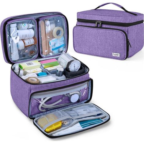 Sacoche médicale avec poignée, spacieux, compartiments amovibles, violet
