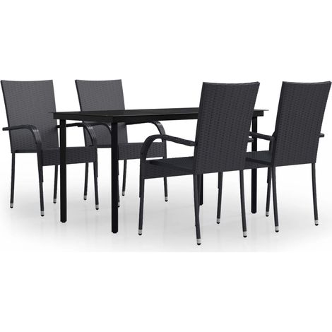Ensemble Table et Chaise de Jardin Salon de jardin 5 pcs Noir 93491 (1/5)