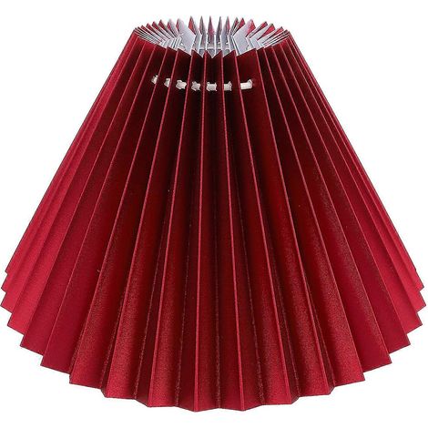 Stück Stofflampenschirm, plissierter Lampenschirm, Tischlampenzubehör, Lampenschirm-24X24X14CM-Red (1/4)