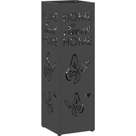 Porte-parapluie avec fonction de rangement, noir, 15,5 x 15,5 x 49 cm, en métal. (1/5)