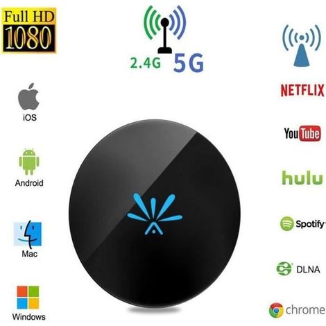 Dongle HDMI sans fil - Google - Chromecast - Double fréquence 2.4G/5G - Streaming multimédia - Mirroring d'écran (1/4)