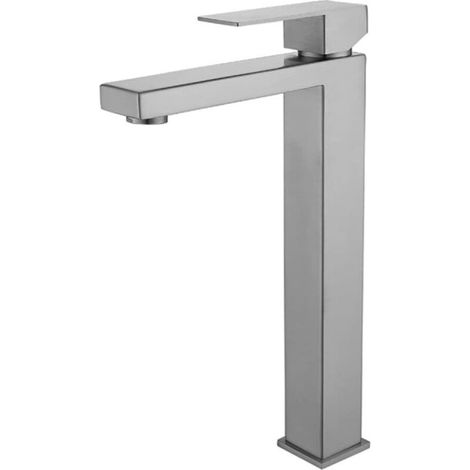 Robinets Bar, Robinet lavabo Moderne à poignée Unique, Robinet Noir argenté, Robinet d'évier lavabo monté sur Le Pont, mélangeur d'eau Chaude et Froide, Robinet en Acier Inoxydable buanderie