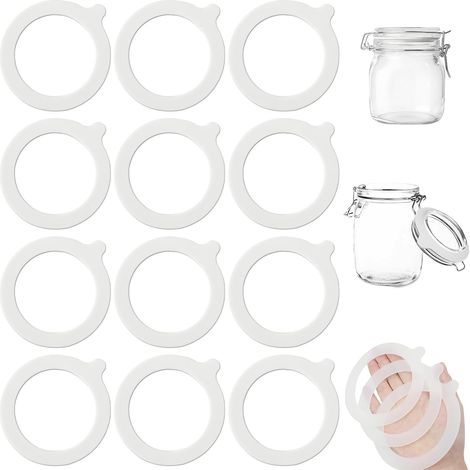 12 Joints d'étanchéité en Silicone – Blancs – diamètre extérieur 95 mm, diamètre intérieur 70 mm, épaisseur 3,5 mm (1/5)