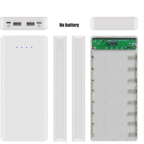 5V 2A 2 Ports USB Coffret Batterie Externe DIY 8X 18650 Boîtier Chargeur en Plastique avec Indicateur de Puissance (1/5)