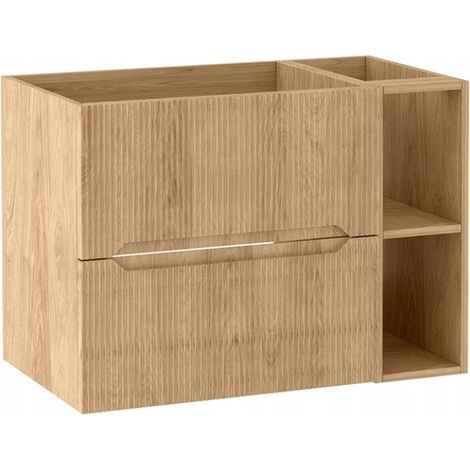 Meuble sous vasque suspendu avec étagère L.80 cm effet chêne Hikora NOVO Furnidea (1/5)