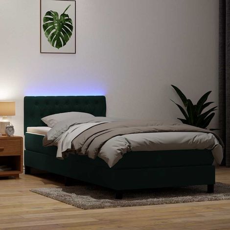 Boxspringbett mit Matratze & LED Dunkelgrün 80x220 cm Samt