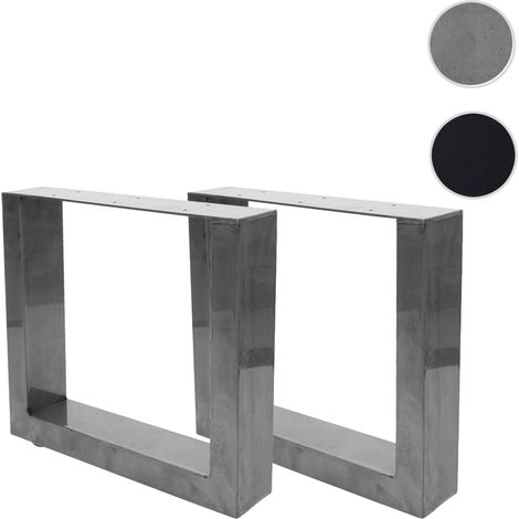 2x pied de table HWC-H33, pour table basse, banc, cadre de table, industriel 37x40cm - noir (1/5)