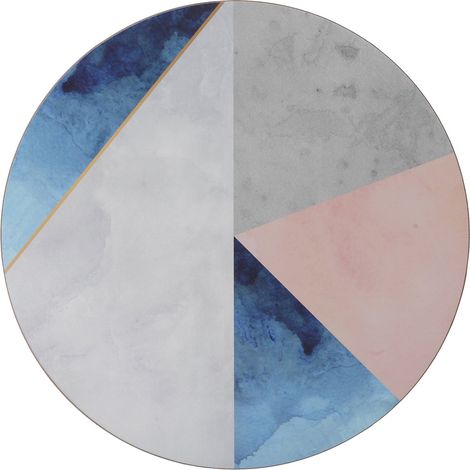 Creative Tops - Tovagliette rotonde stampate con retro in sughero, 29 cm, colore: Blu/Grigio (1/5)