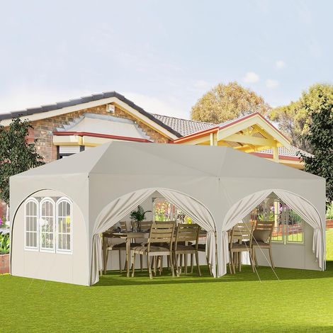 WOLTU 3m x 6m Pop Up Gazebo With Sides Outdoor Garden Height Adjustable Party Tent, Beige (1/5)