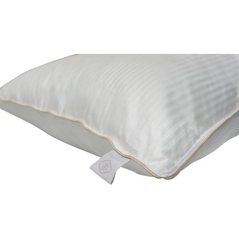 Oreiller moelleux 65 x 65 cm en satin de coton rayé – Garnissage COM'DUV 100% polyester – Confort optimal pour toutes les positions de couchage – Lestra