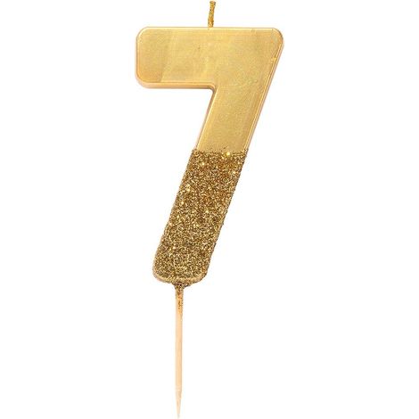 Bougie d'anniversaire numéro 7 dorée avec paillettes Décoration de gâteau Jolie, scintillante pour enfants, adultes, 7e, 70e fête, anniversaire, âge jalon (1/5)