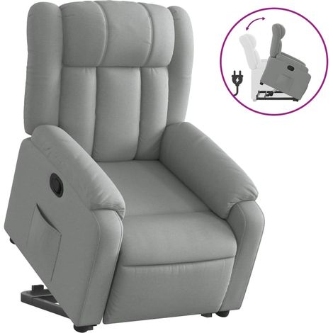 Maison Exclusive - Sillón reclinable elevable de tela gris claro