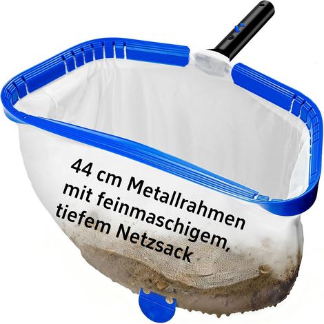 Épuisette de Piscine 44 cm, Mailles Fines, Aluminium, sans Manche Filet fin pour retirer feuilles, débris et algues du bassin cadre aluminium robuste, compatible avec une perche de skimmer (1/5)