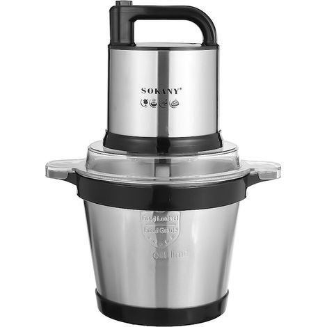 Hachoir électrique SK-7028, 4 lames en acier inoxydable de haute qualité, 800 W, cuve en acier inoxydable de 4 L, noir/acier inoxydable (1/5)