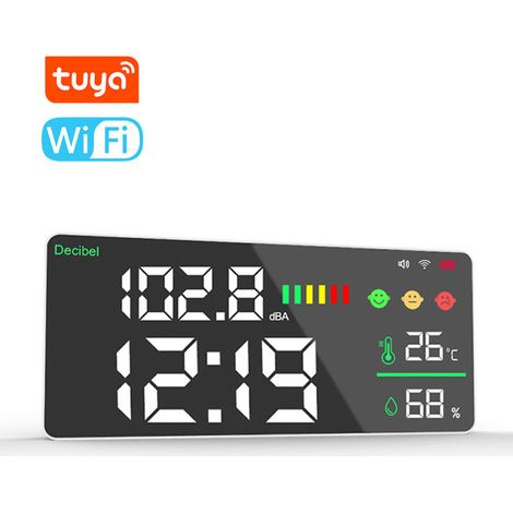 Tuya – décibelmètre WiFi 4 en 1, Test de température et d'humidité, réveil, affichage couleur LED 11 pouces, liaison intelligente, contrôle du bruit par application (1/5)