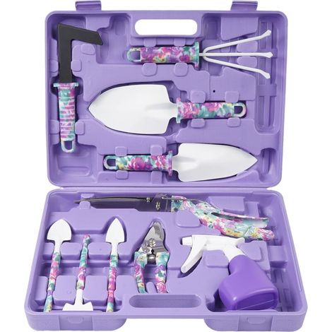 Ensemble de 10 outils de jardinage, comprenant une pelle, un râteau, un coupe-mauvaises herbes, un pulvérisateur et des outils de bricolage de jardinage avec étui de transport.