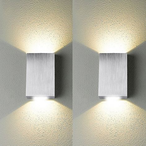 Lot de 2 lampes de chevet, murale applique LED, blanche lumière chaude 3000 K, veilleuse de salon (1/5)