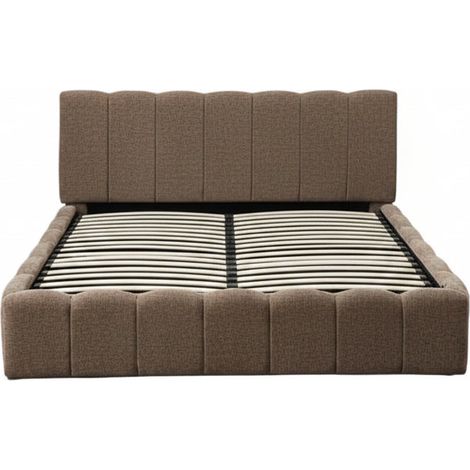 Lit Coffre 160x200 cm – Tissu Chenille Moka, Sommier à Lattes Inclus (1/5)