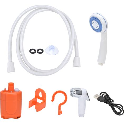 Ensemble douche extérieur portable – pompe camping – pulvérisateur – chargement USB – orange – randonnée voyage