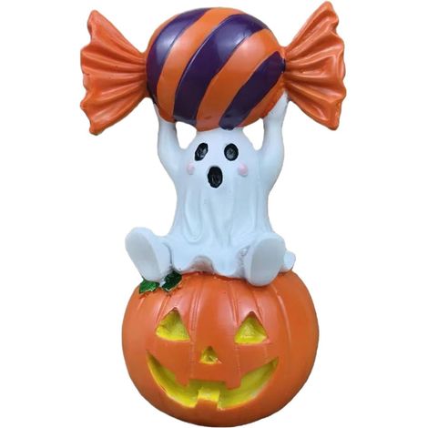 Figurine citrouille fantôme Halloween en résine, décoration de table festive pour maison, salon, cheminée et fête