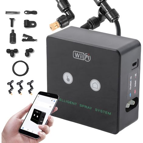 Système de brumisation programmée pour terrarium tropical avec Wi-Fi, kit de brumisation intelligent pour reptiles, brumisateur automatique, buse rotative à 360°, connexion Wi-Fi, contrôle à distance (1/4)