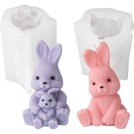 2er Set 3D Osterhase Silikonform  Ostern Kaninchen Bastelform Gießform für Kerzen, Schokolade  Seifen-Deko