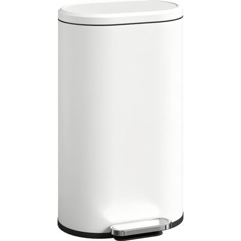Poubelle de cuisine 30 litres avec couvercle à fermeture amortie, pédale en métal, blanc crème, 36,5 x 31 x 61 cm (1/5)