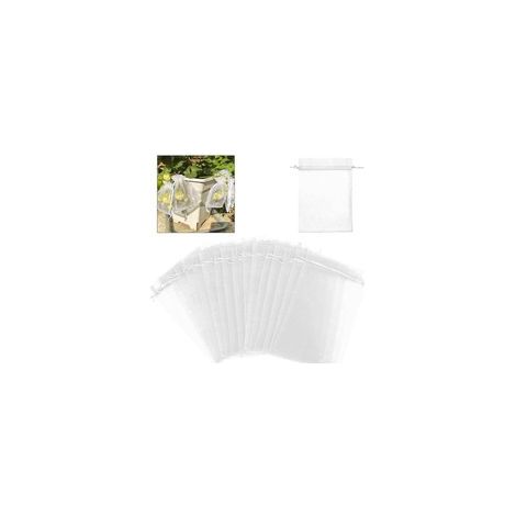 Filet anti-oiseaux et anti-insectes, sacs de protection pour fruits pour arbres et plantes, en organza, lavables et réutilisables, Lot de 100, 10 x 15 cm (1/4)