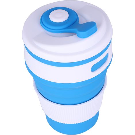 Tasse à café pliable en Silicone de 350ml, tasse à thé Portable, tasses d'eau, pour intérieur et extérieur (bleu) (1/5)