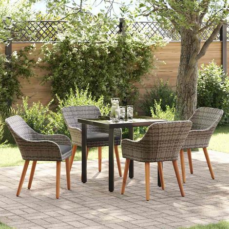 Garten Essgruppe 5 Stk. Grau Poly-Rattan vidaXL (1/5)