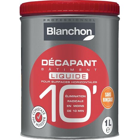Blanchon – Décapant bâtiment liquide 1L – Décapage rapide en moins de 10 minutes – Non corrosif pour métaux – Pour surfaces horizontales