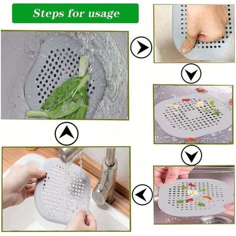 Lot de 4 filtres d'évier en silicone, protecteur de drain de cuisine, couvercle de drain de douche et de baignoire, ventouse (1/4)