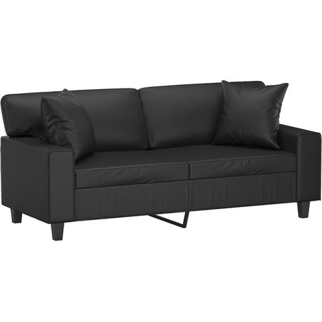 2-Sitzer-Sofa mit Zierkissen Schwarz 140 cm Kunstleder vidaXL (1/4)