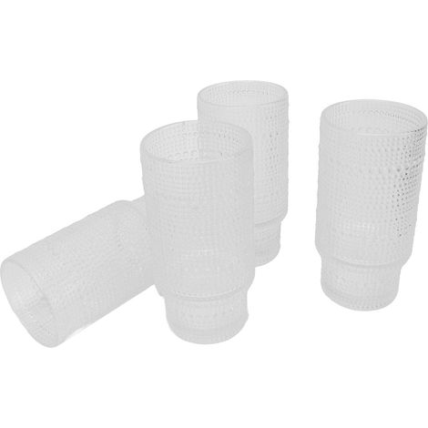 Set aus 4 Vintage-Gläsern, stapelbar, schön, für Kaffee, Eiskaffee, Saft und Bier, 325 ml, mit Polka-Dot-Design. (1/5)