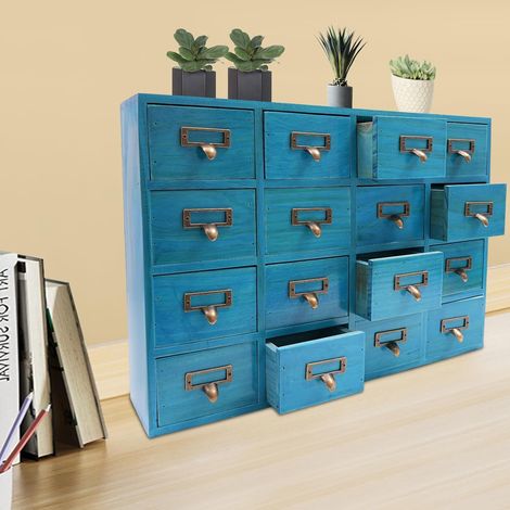 Holz Schublade Organizer Desktop Mini Kommode mit 16 Schubladen, Holz Schubladenschrank für Home Office Desktop Organizer und Storage