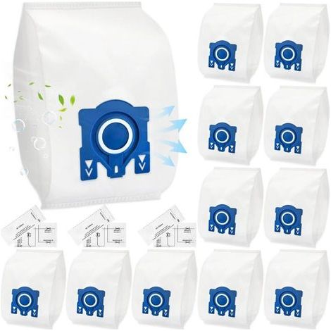 12 vacuum cleaner bags for Miele GN 3D Classic C1 Complete C2 C3, S227, S400i, S600, S800, S2000, S5000 and S8000 Series Dust Bags, High Efficiency Dust Bags (1/4)