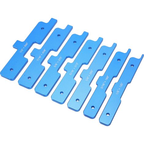 7-teiliges Messblock-Set aus Aluminiumlegierung, transparente Skala, blau, für Holzbearbeitung (1/5)