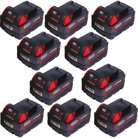 Powerwings – Batterie lithium 18V 5.0Ah M18 pour Milwaukee – Compatible avec M18B, M18B2, M18B4 – Charge rapide – Lot de 10 batteries (1/5)