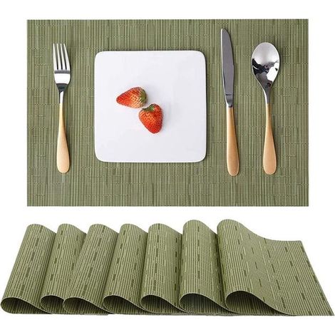 Sets de table en dentelle d'intérieur lavables antidérapants résistants à la chaleur tissés pour manger set tab lot de 8 (1/4)