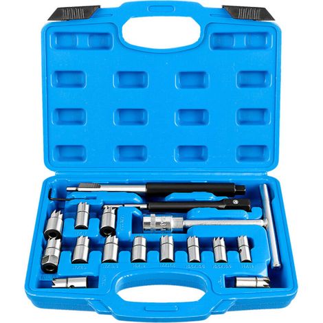 Ensemble d'injecteurs Diesel, nettoyeur de siège, Kit d'outils de démontage, alésoir universel, Valve de réparation plate, 17 pièces (1/4)