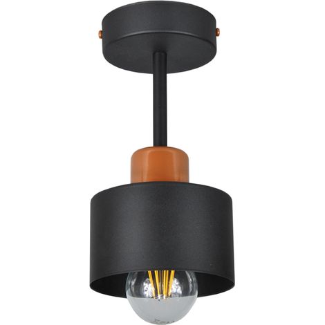 Plafoniera nera, in metallo industriale, 1xE27, illuminazione LED moderna per soggiorno, cucina, camera da letto, cameretta dei bambini, loft (1/4)